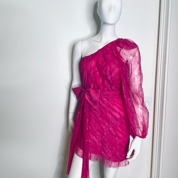For Love & Lemons Dynasty One Shoulder Dress Medium Size 8 Excellent Condition - Picture 7 of 14